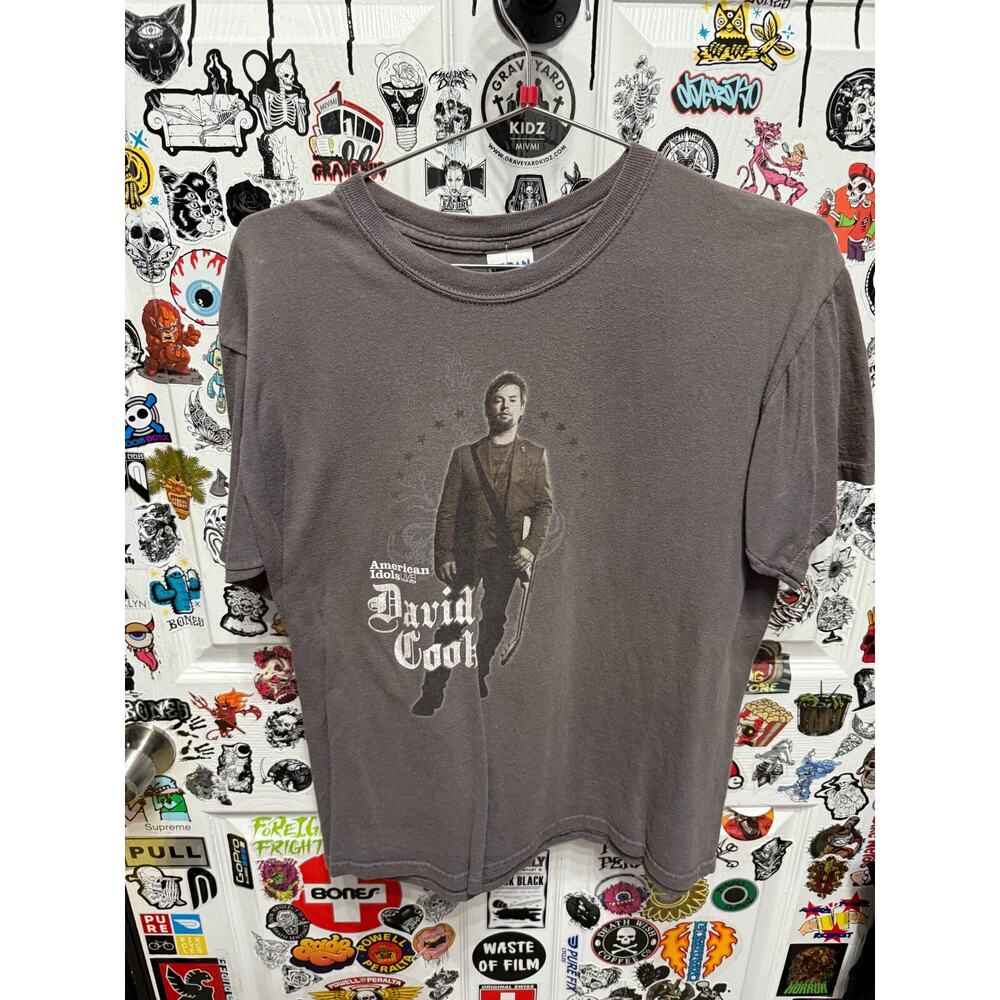 2008 American Idol David Cook Gray Graphic T Shirt Sz M